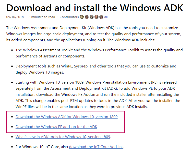 Download and install the Windows ADK